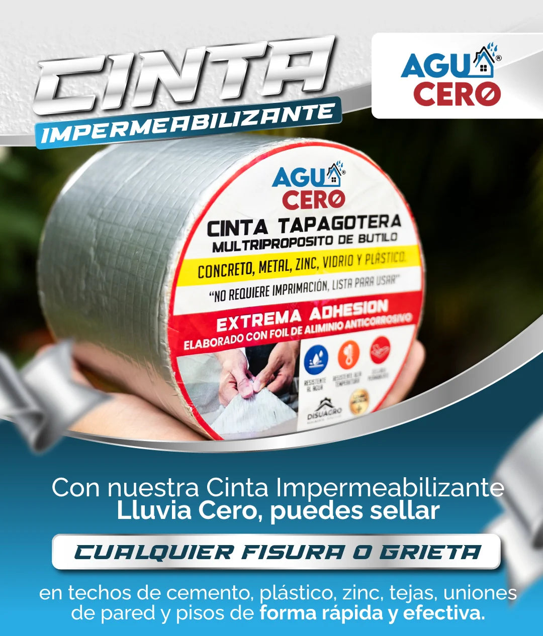 2X1 AGUA CERO - CINTA IMPERMEABILIZANTE TAPAGOTERAS